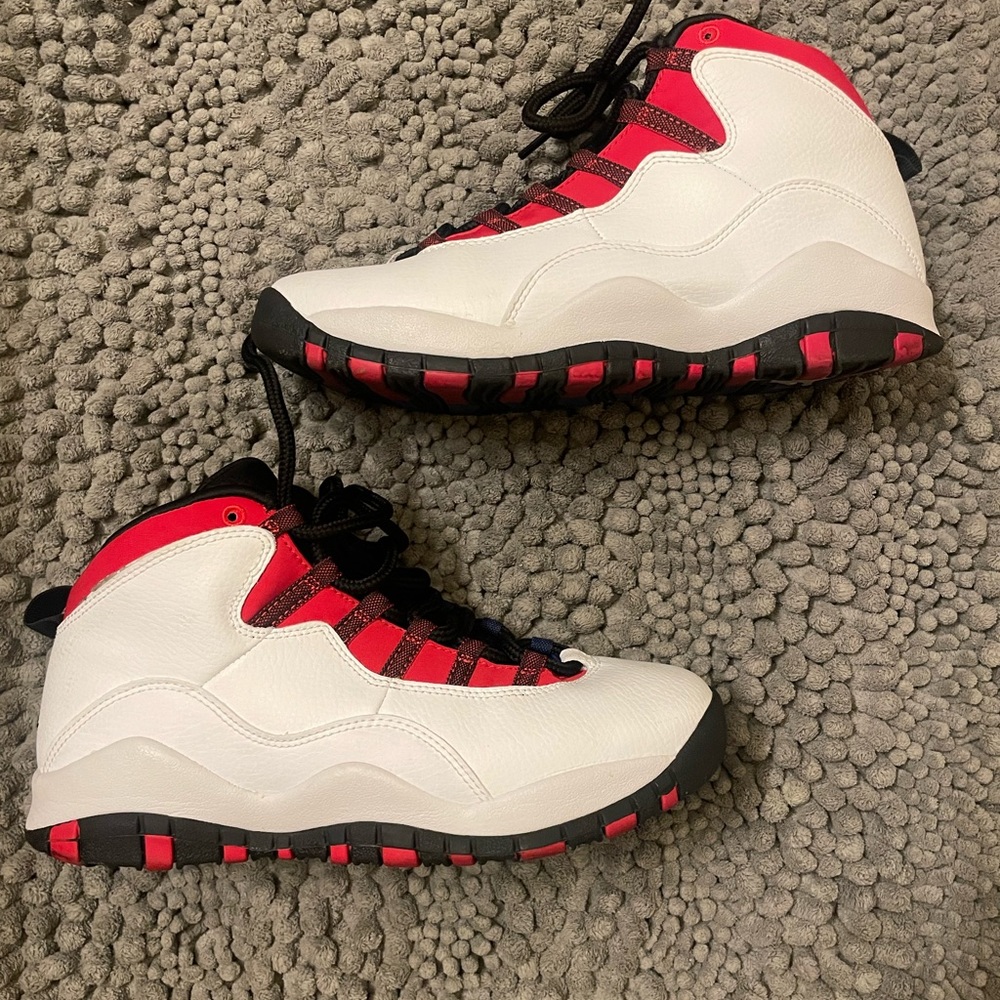 Jordan’s. Red, white, and blue size 6